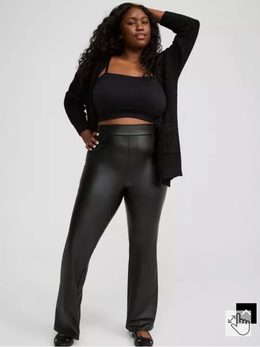 Faux Leather Black Full Length Slim Boot Leggings Bootcut PU Pants